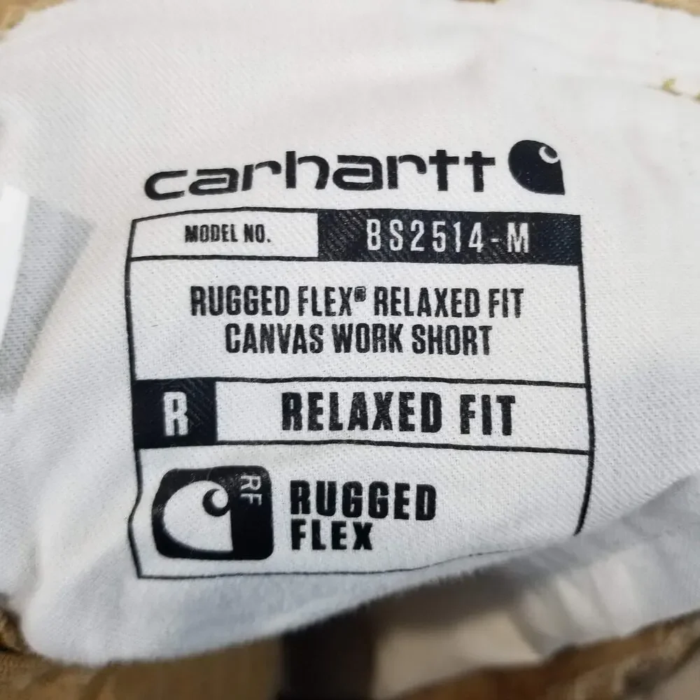 Carhartt Shorts Mens 36 Rugged Flex Relaxed Fit Canvas Work Khaki Tool BS2514-M